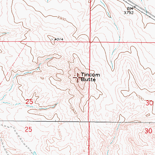Topographic Map of Tincom Butte, WY