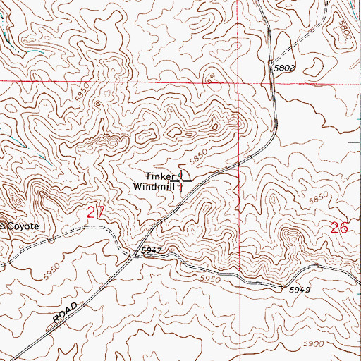 Topographic Map of Tinker Windmill, WY
