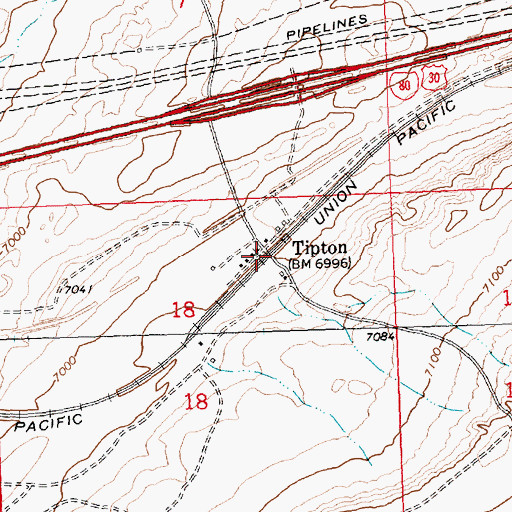 Topographic Map of Tipton, WY