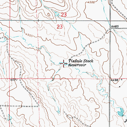 Topographic Map of Tisdale Stock Reservoir, WY