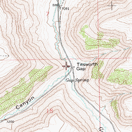 Topographic Map of Titsworth Gap, WY