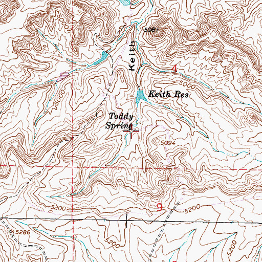 Topographic Map of Toddy Spring, WY