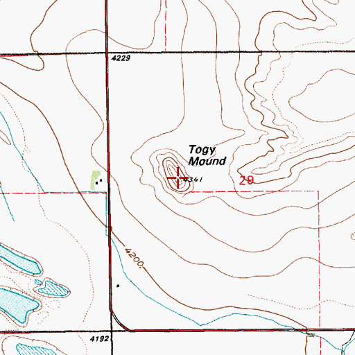 Topographic Map of Togy Mound, WY