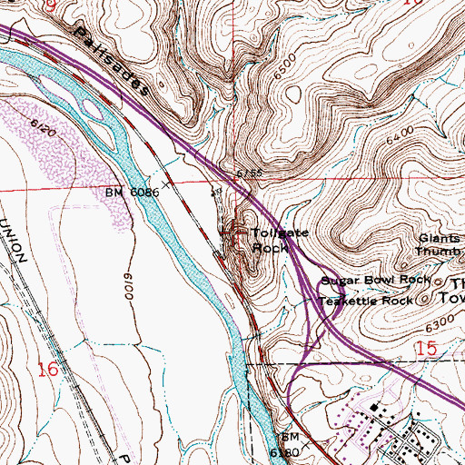 Topographic Map of Tollgate Rock, WY
