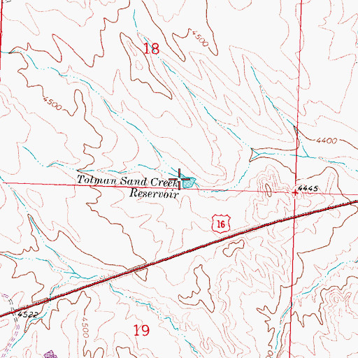 Topographic Map of Tolman Sand Creek Reservoir, WY