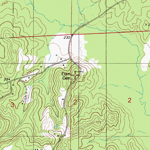 Topographic Map of Elam Cemetery, AL