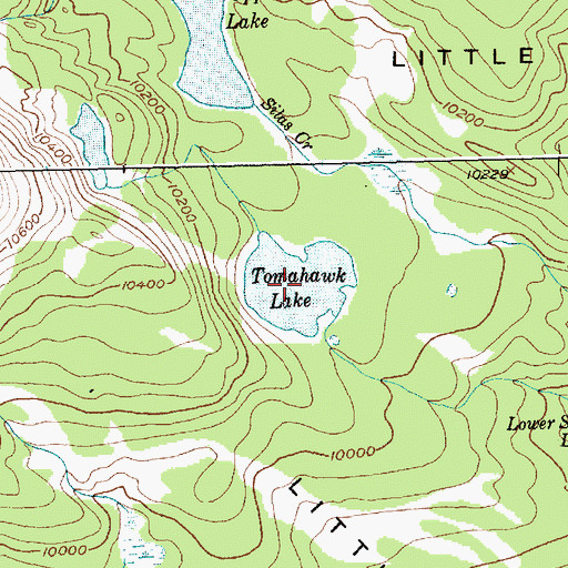 Topographic Map of Tomahawk Lake, WY