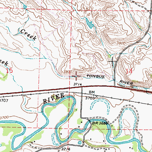 Topographic Map of Tongue River Ditch, WY