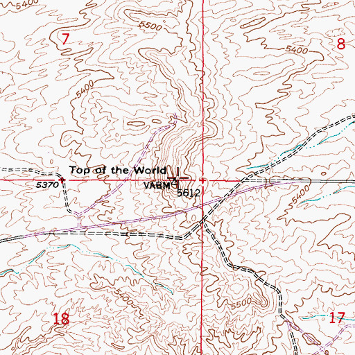 Topographic Map of Top of the World, WY