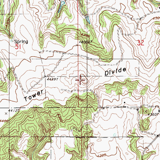 Topographic Map of Tower Divide, WY