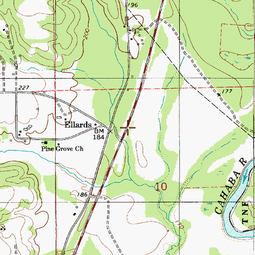 Topographic Map of Ellards, AL