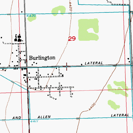 Topographic Map of Town Lateral, WY