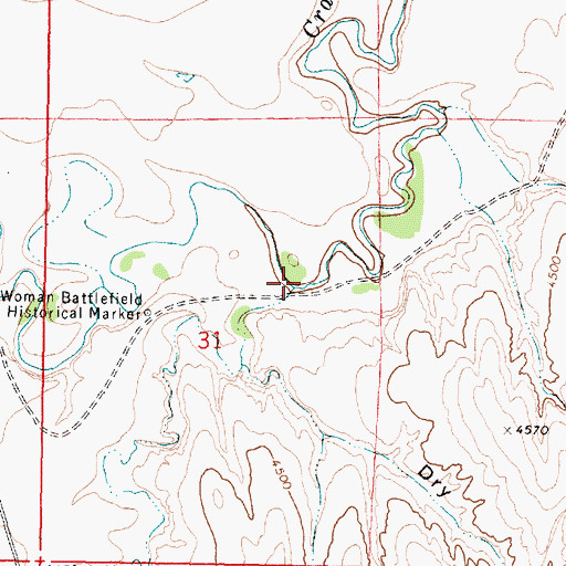 Topographic Map of Trabing Dry Creek, WY