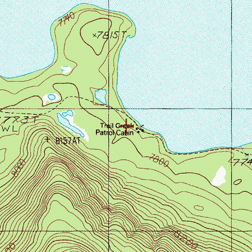 Topographic Map of Trail Creek Patrol Cabin, WY
