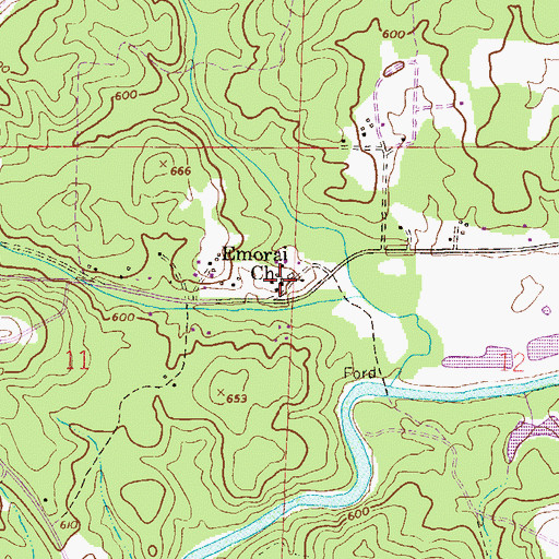 Topographic Map of Block Memorial Baptist Church, AL