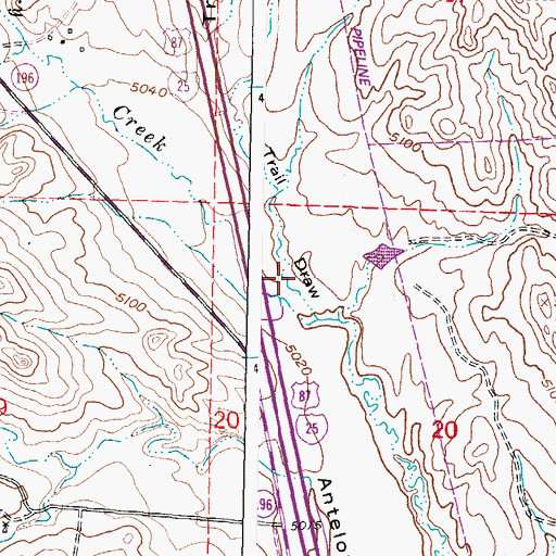 Topographic Map of Trail Draw, WY