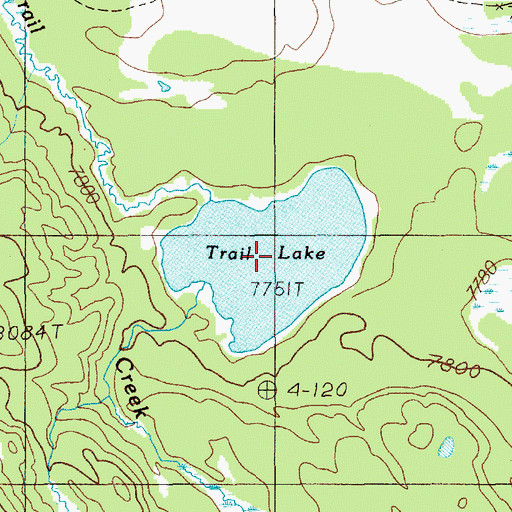 Topographic Map of Trail Lake, WY