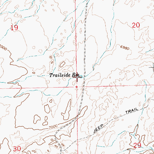 Topographic Map of Trailside Reservoir, WY
