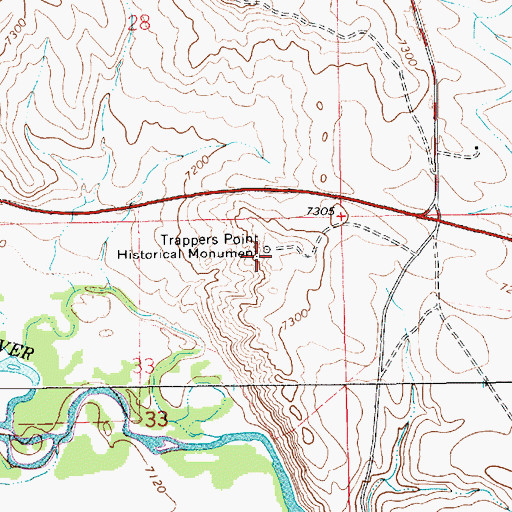 Topographic Map of Trappers Point Historical Monument, WY