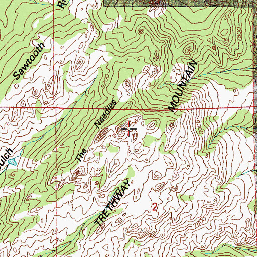 Topographic Map of Trethway Mountain, WY