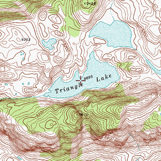 Topographic Map of Triangle Lake, WY