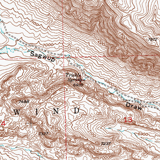 Topographic Map of Trickle Spring, WY