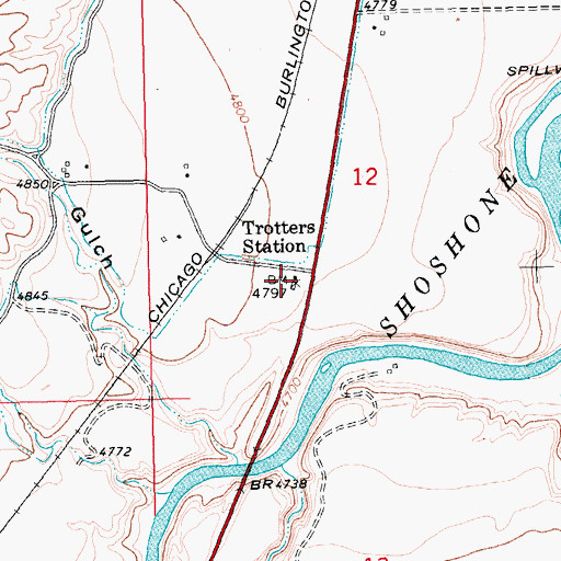 Topographic Map of Trotters Station, WY