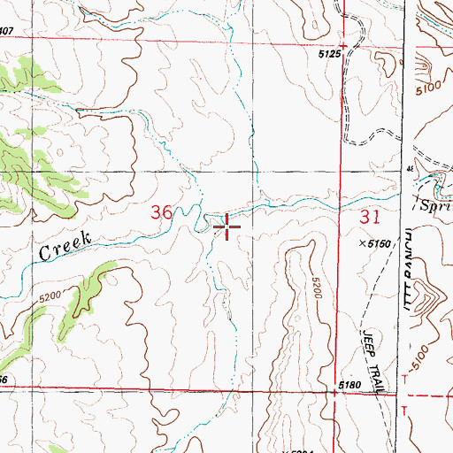Topographic Map of Trough Draw, WY