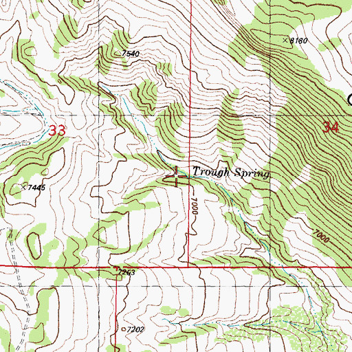 Topographic Map of Trough Spring, WY