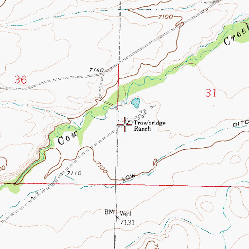 Topographic Map of Trowbridge Ranch, WY
