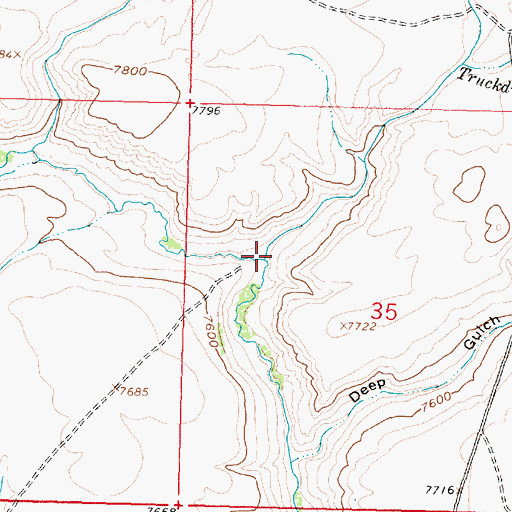 Topographic Map of Truckdrivers Creek, WY