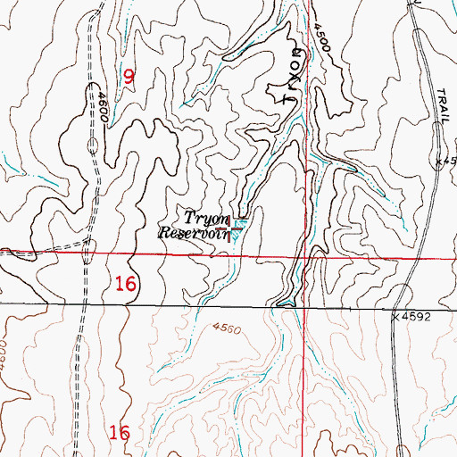 Topographic Map of Tryon Reservoir, WY