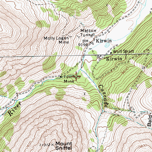 Topographic Map of Tumlum Mine, WY