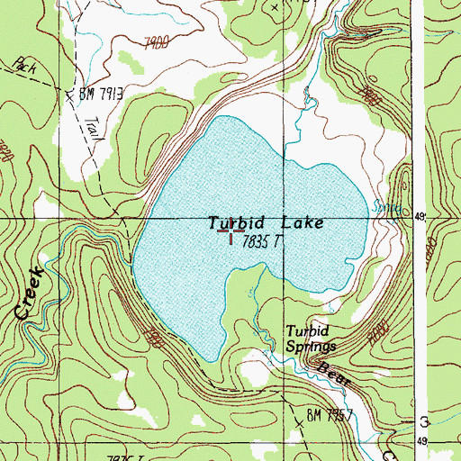 Topographic Map of Turbid Lake, WY