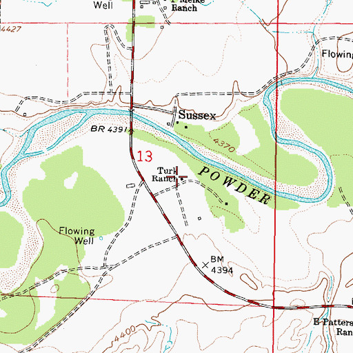 Topographic Map of Turk Ranch, WY