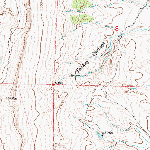 Topographic Map of Turkey Springs, WY