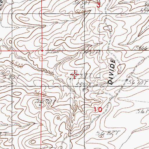 Topographic Map of Turner Divide, WY