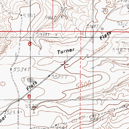 Topographic Map of Turner Flats, WY