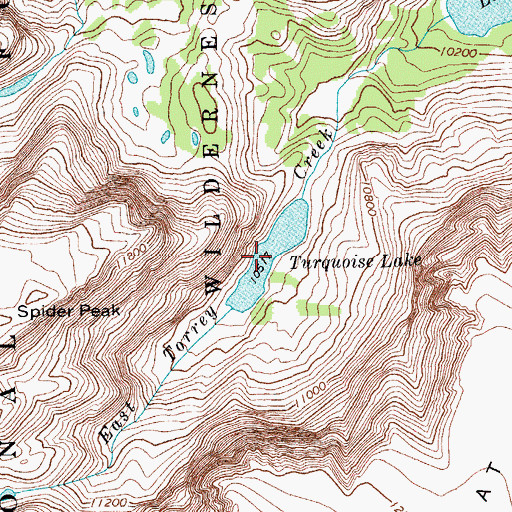 Topographic Map of Turquoise Lake, WY