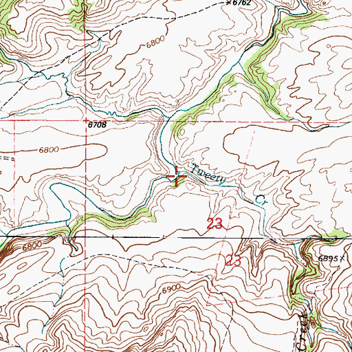 Topographic Map of Tweety Creek, WY