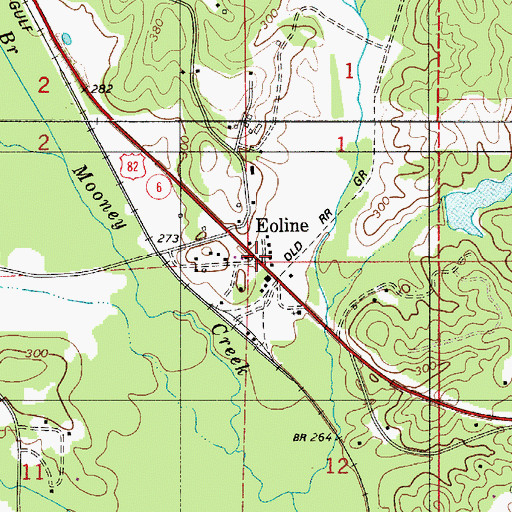 Topographic Map of Eoline, AL