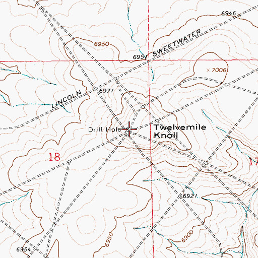 Topographic Map of Twelvemile Knoll, WY