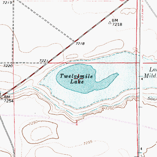 Topographic Map of Twelvemile Lake, WY