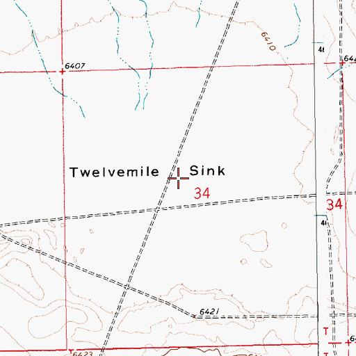 Topographic Map of Twelvemile Sink, WY