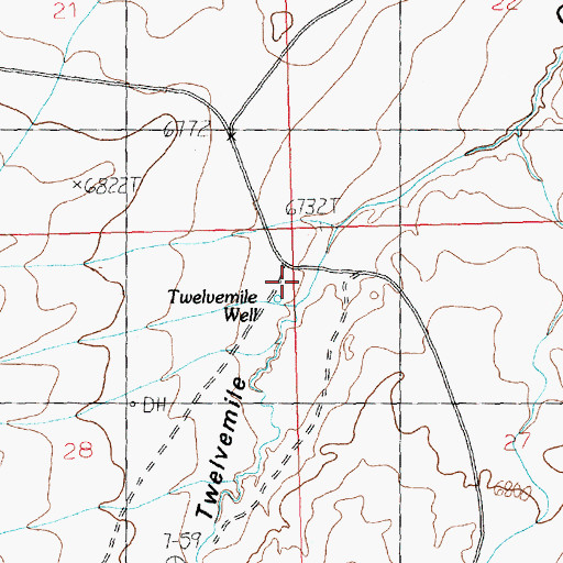 Topographic Map of Twelvemile Well, WY