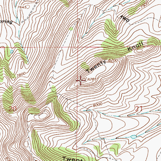 Topographic Map of Twenty Knoll, WY