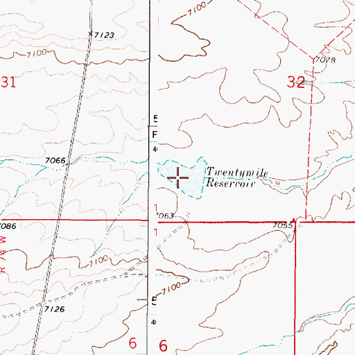 Topographic Map of Twentymile Reservoir, WY