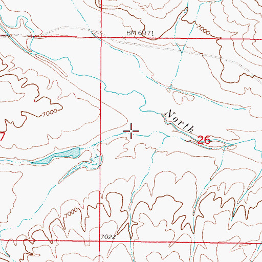 Topographic Map of Twentytwo Mile Draw, WY