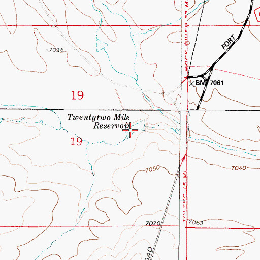 Topographic Map of Twentytwo Mile Reservoir, WY