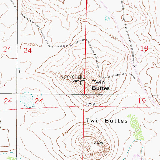 Topographic Map of Twin Buttes, WY